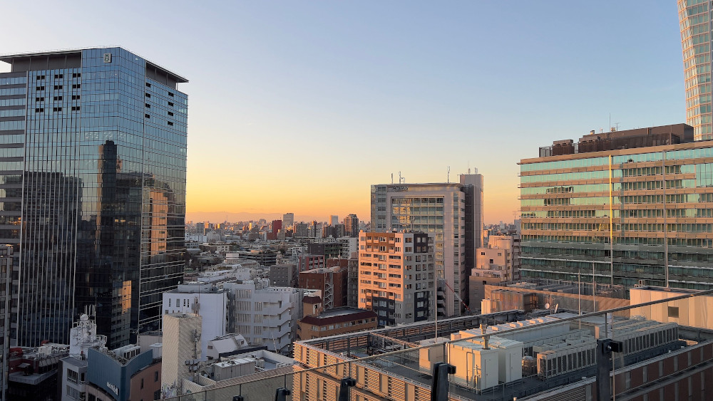 Our View of Tokyo Skyline Whilst Having Coffee With A Friend