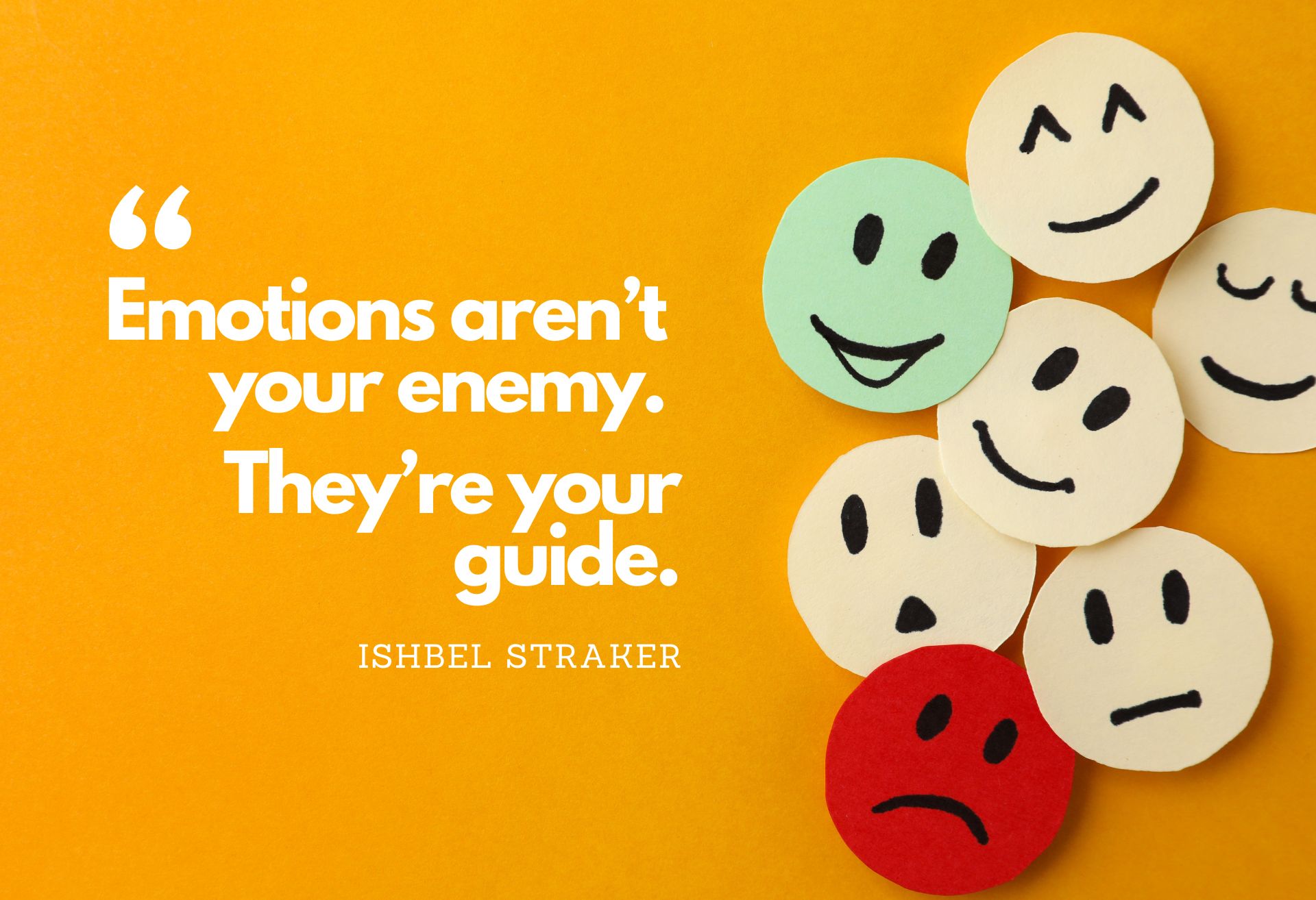Graphic showing paper faces with different emotions